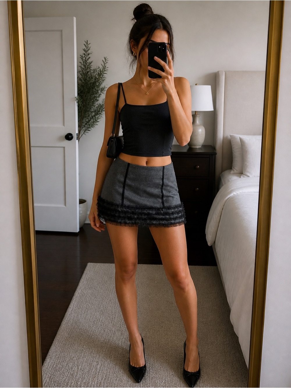 Forever 21 Y2K Grey Mini Skirt Women S Y2K Black Tulle Ruffle Hem Coquette Goth